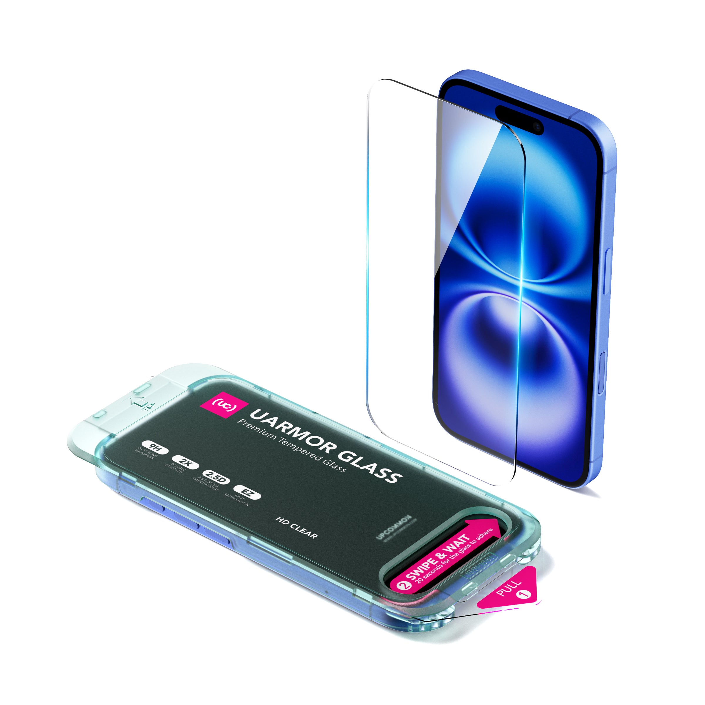 UARMOR Glass CLEAR Screen Protector for iPhone 16 Series (2Pack)