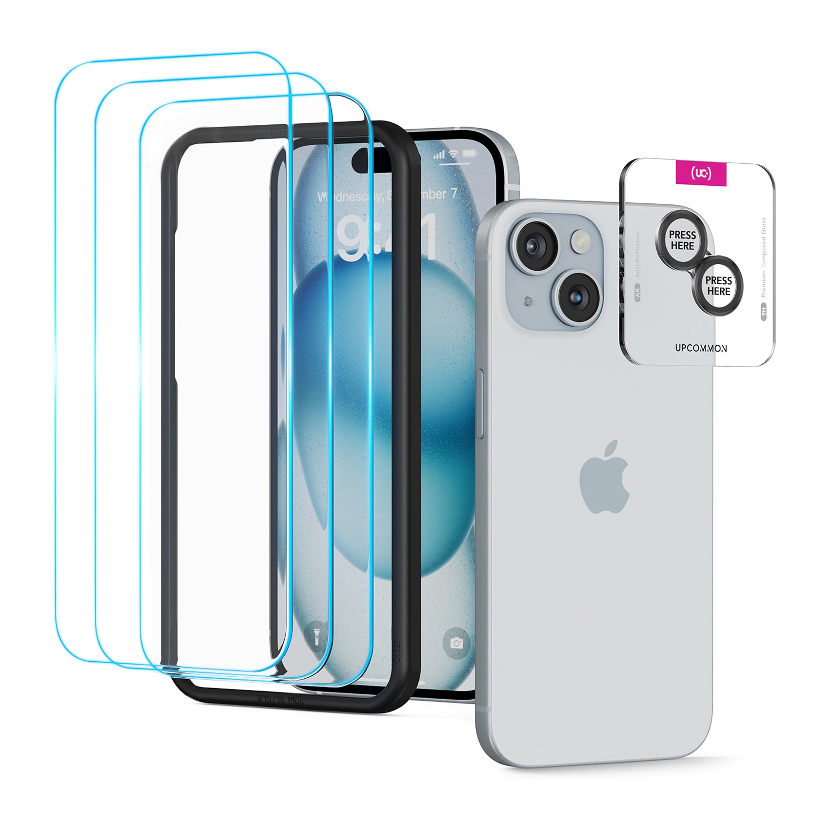 UARMOR Glass Screen & Lens Protector Bundle for iPhone 15 Series (3+1 Pack)