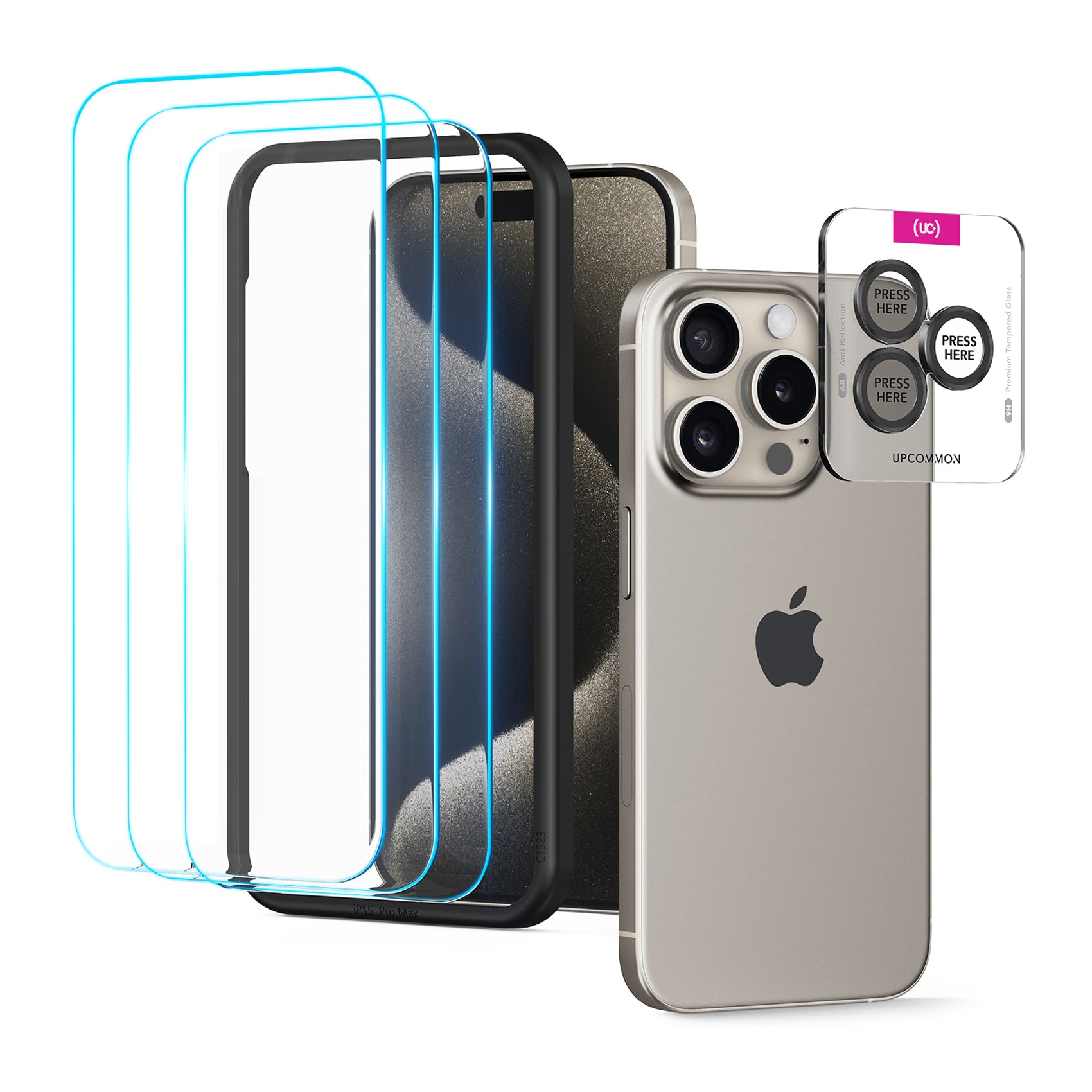 UARMOR Glass Screen & Lens Protector Bundle for iPhone 15 Series (3+1 Pack)