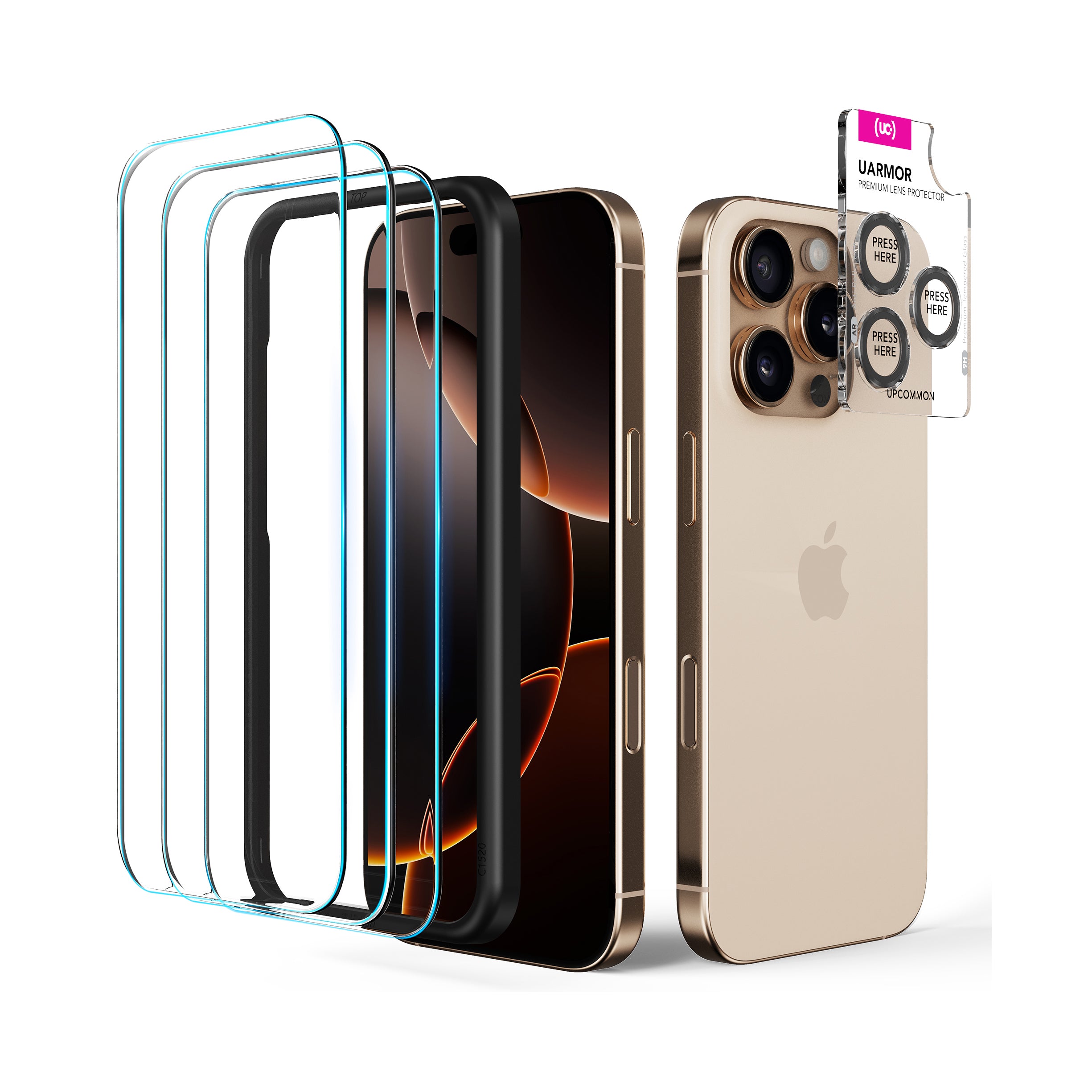 UARMOR Glass Screen & Lens Protector Bundle for iPhone 16 Series (3+1 Pack)