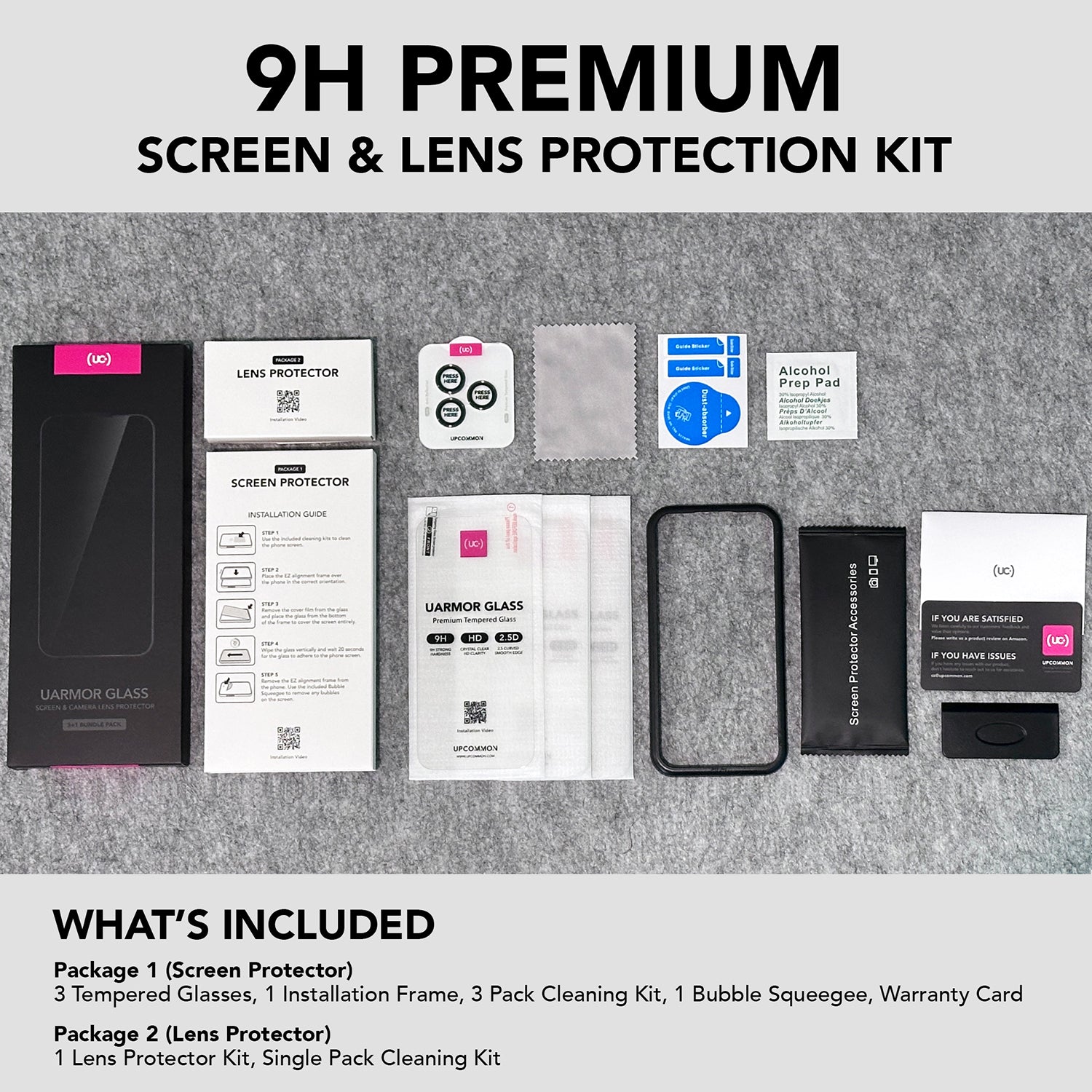 UARMOR Glass Screen & Lens Protector Bundle for iPhone 16 Series (3+1 Pack)