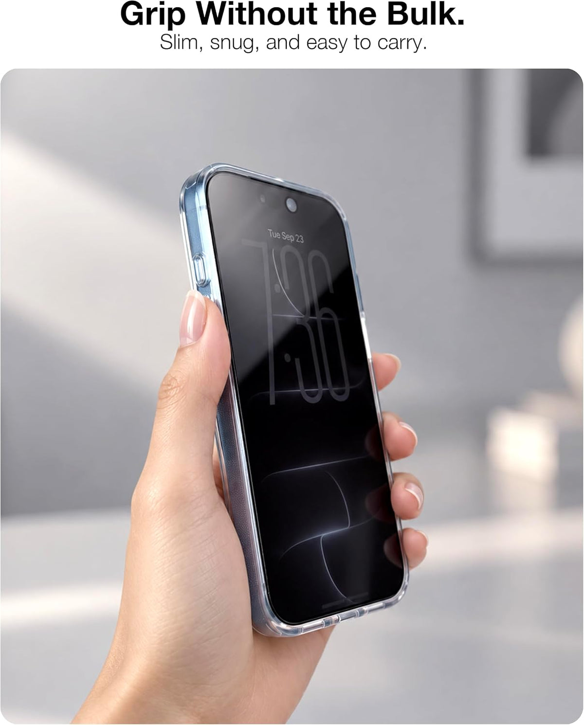 Slim clear iPhone case that is snug and easy to carry
