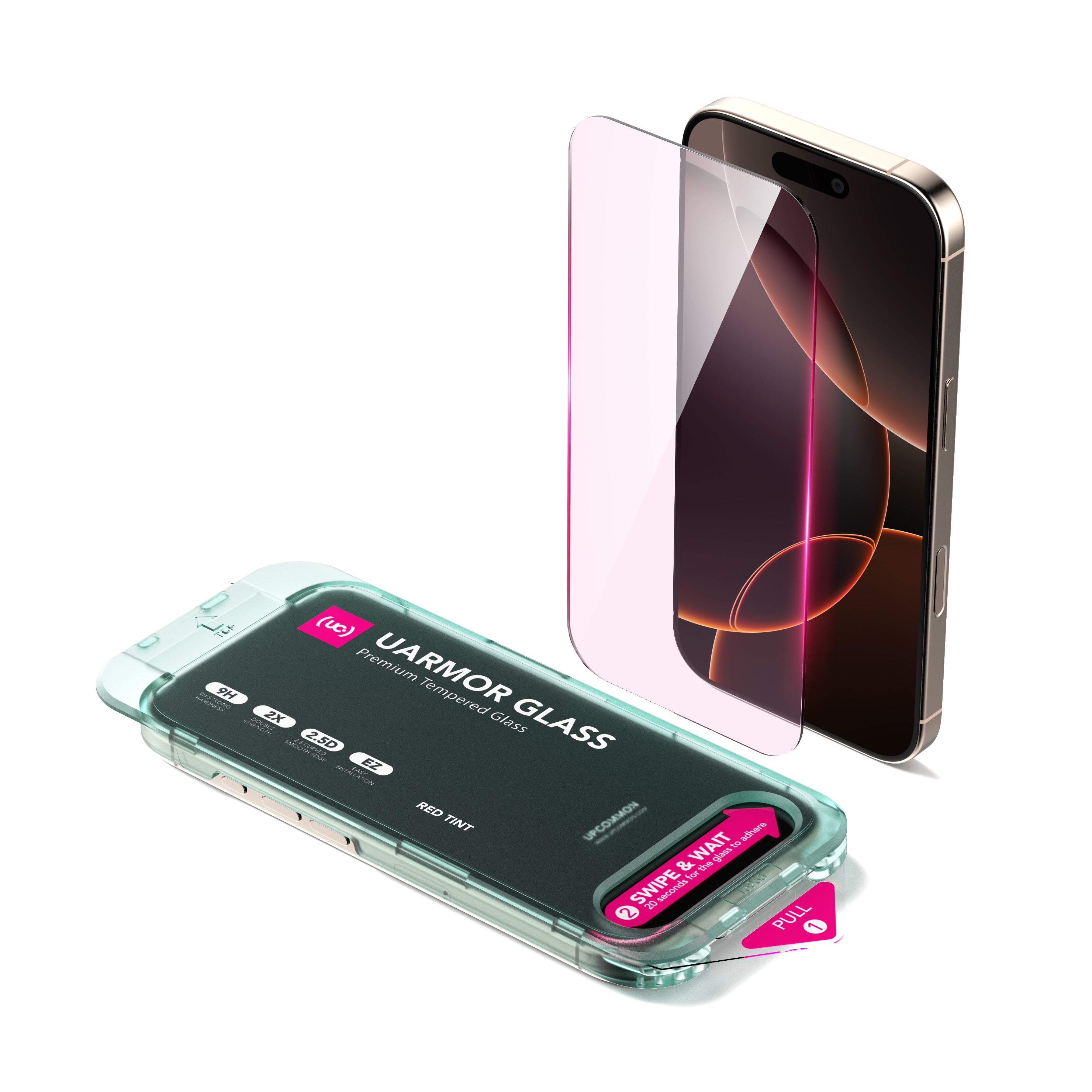 UARMOR Glass RED Screen Protector for iPhone 16 Series (2Pack)