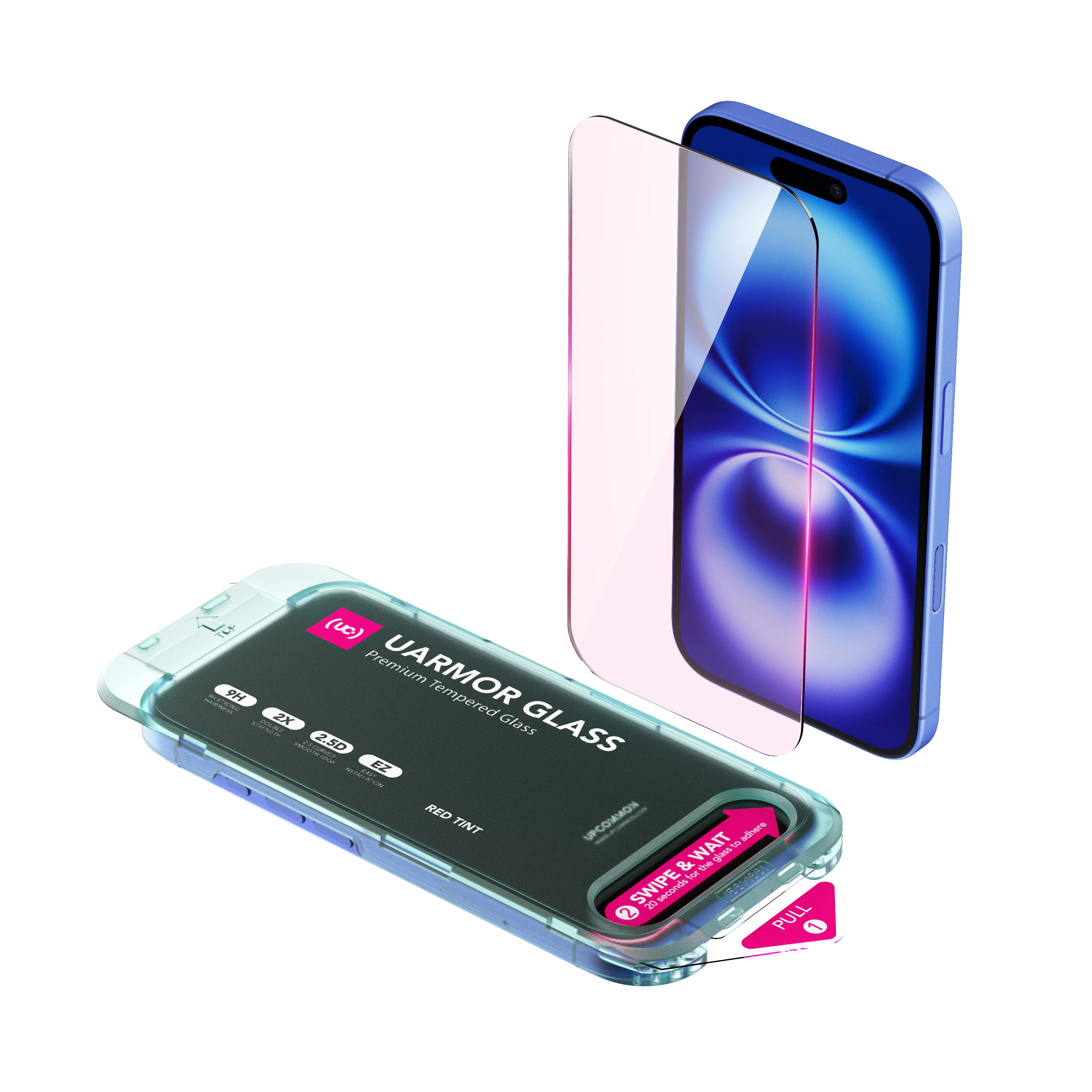 UARMOR Glass RED Screen Protector for iPhone 16 Series (2Pack)