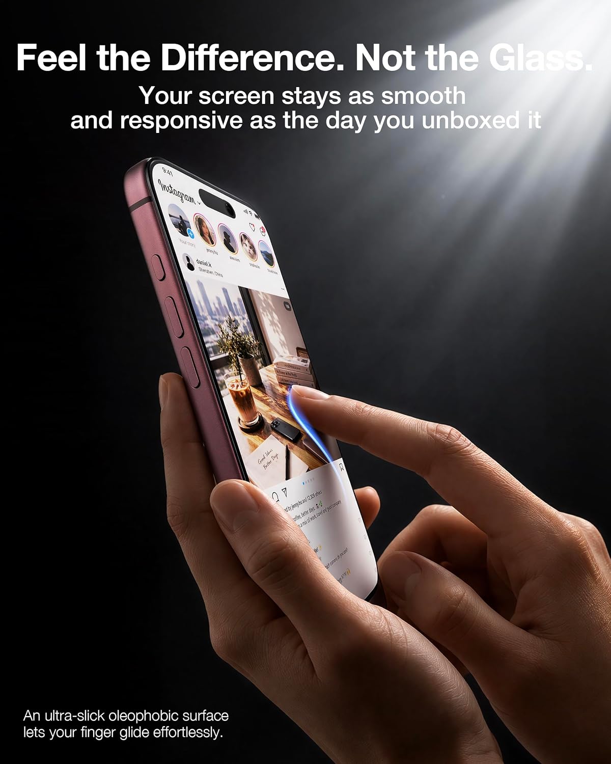 Ultra-slick oleophobic surface keeps the screen as smooth and responsive as new