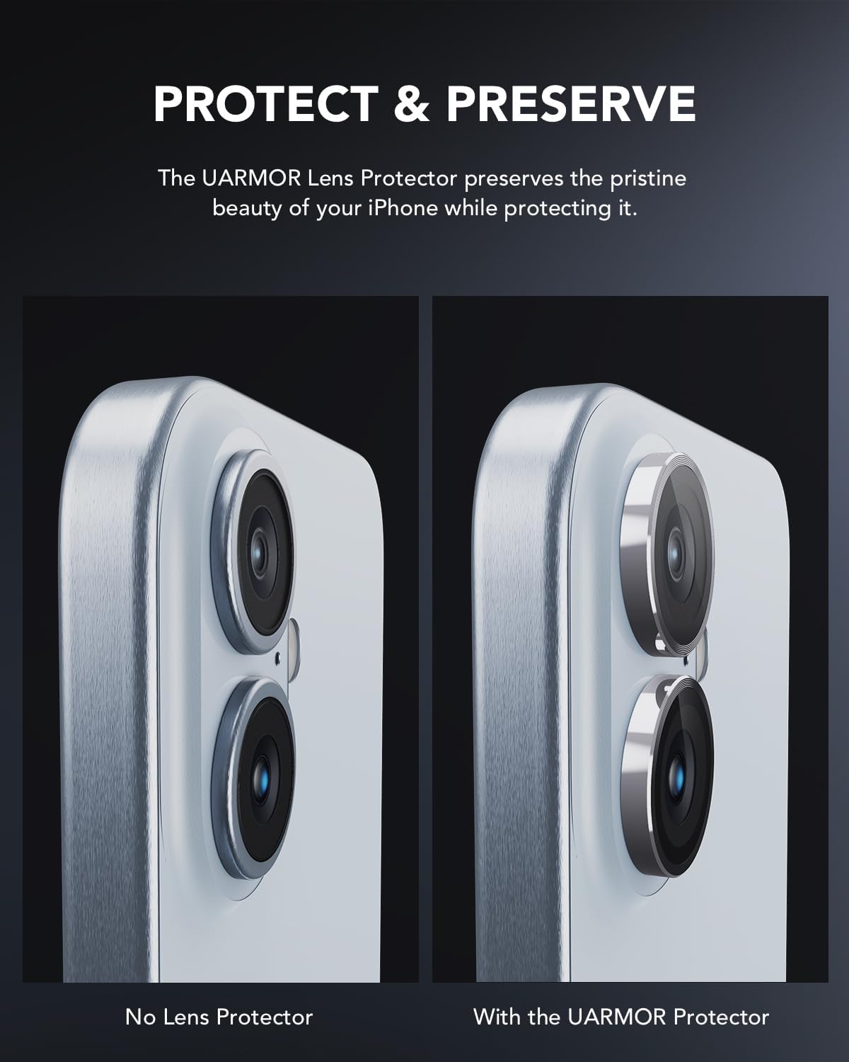 Lens protector preserves the pristine look of the iPhone camera while protecting it