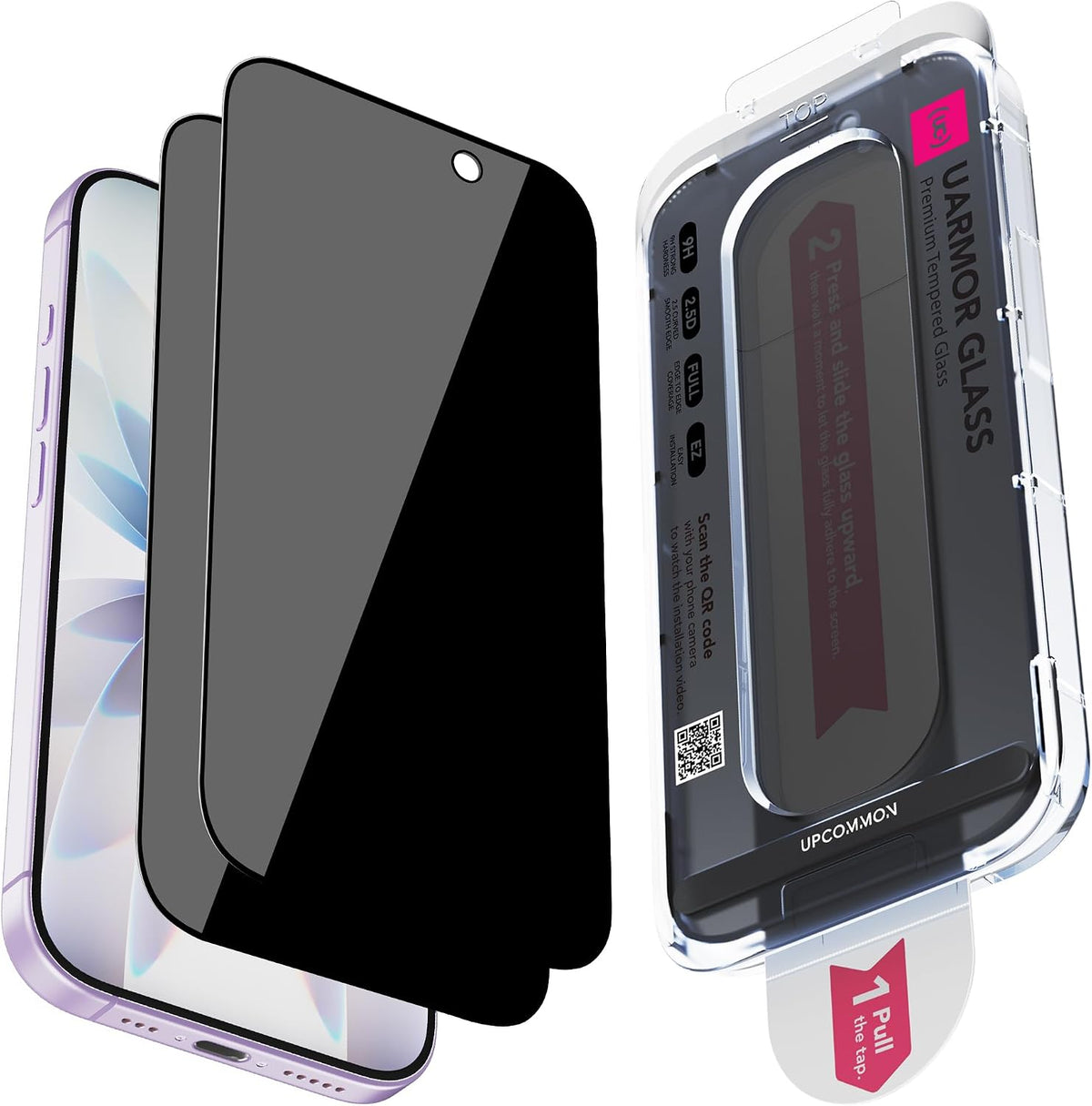 UARMOR Glass privacy screen protector 2 pack for iPhone 17