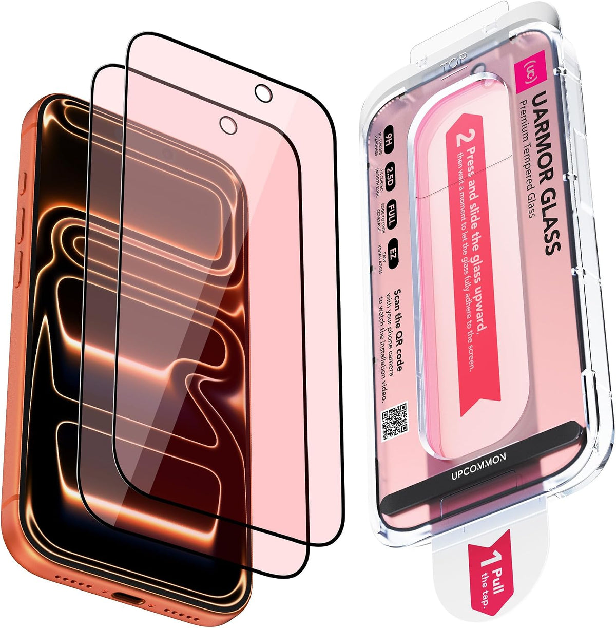 UARMOR Glass Red screen protector 2 pack for iPhone 17 Pro