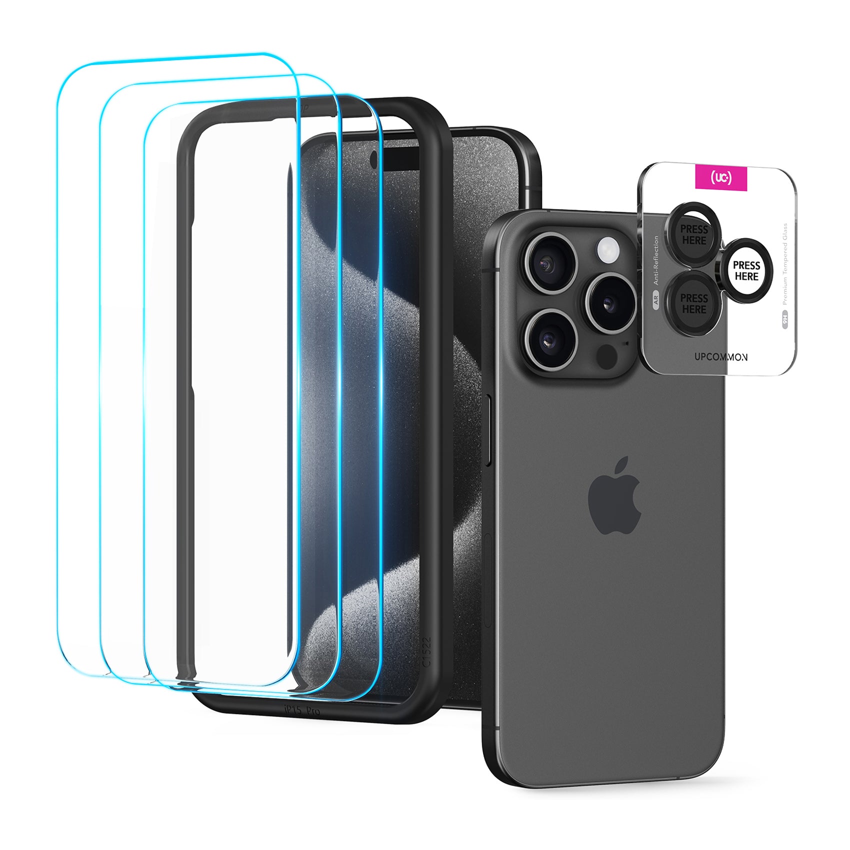 UARMOR Glass Screen & Lens Protector Bundle for iPhone 15 Series (3+1 Pack)