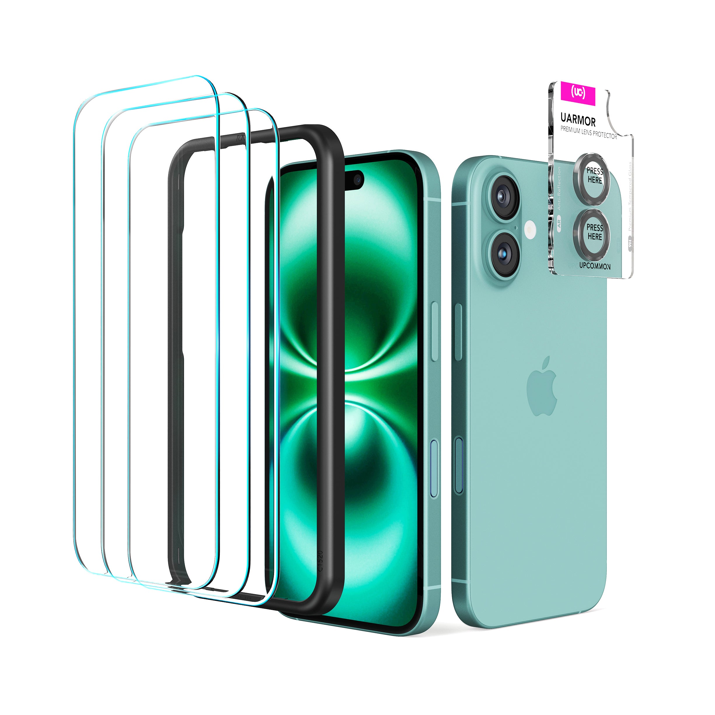 UARMOR Glass Screen & Lens Protector Bundle for iPhone 16 Series (3+1 Pack)