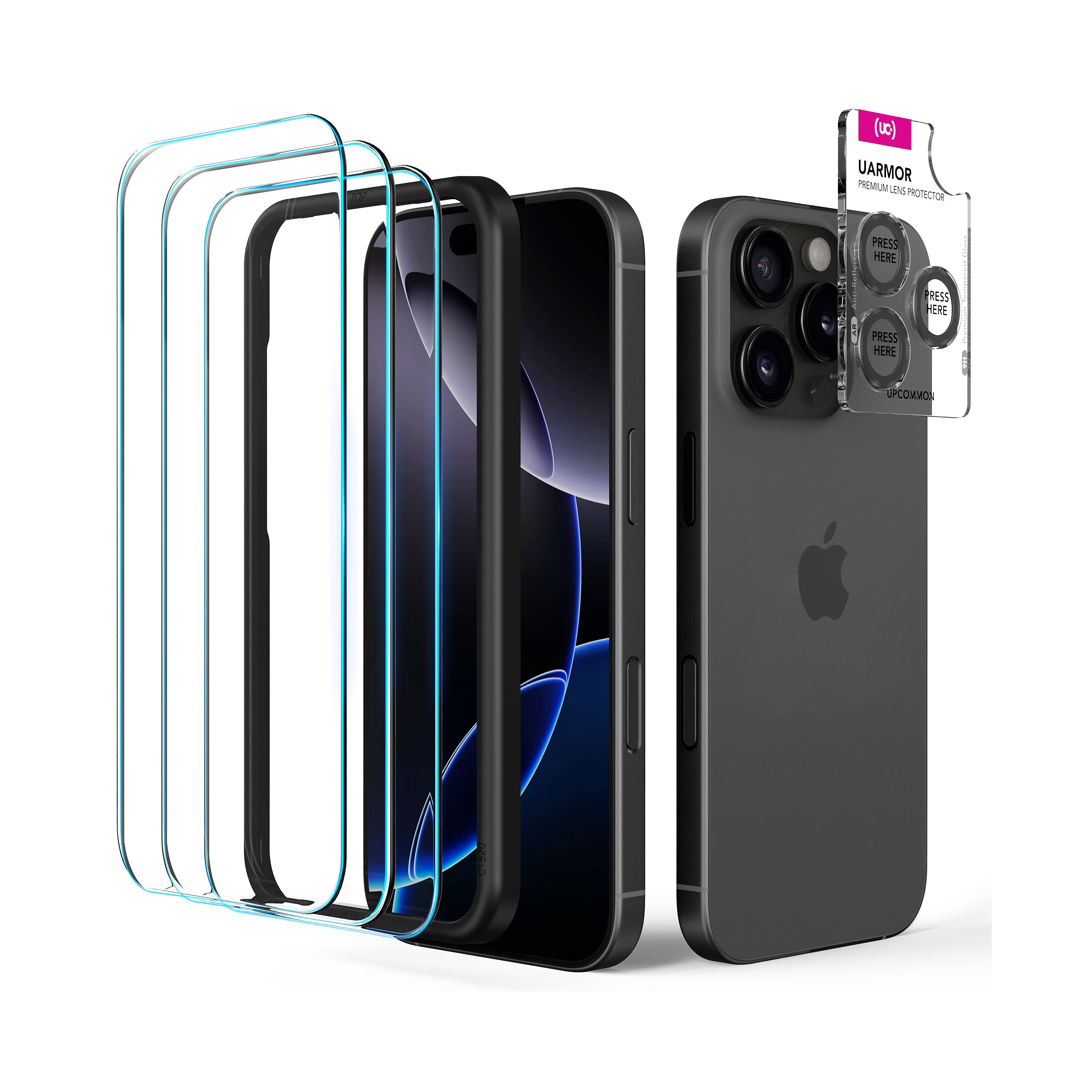 UARMOR Glass Screen & Lens Protector Bundle for iPhone 16 Series (3+1 Pack)