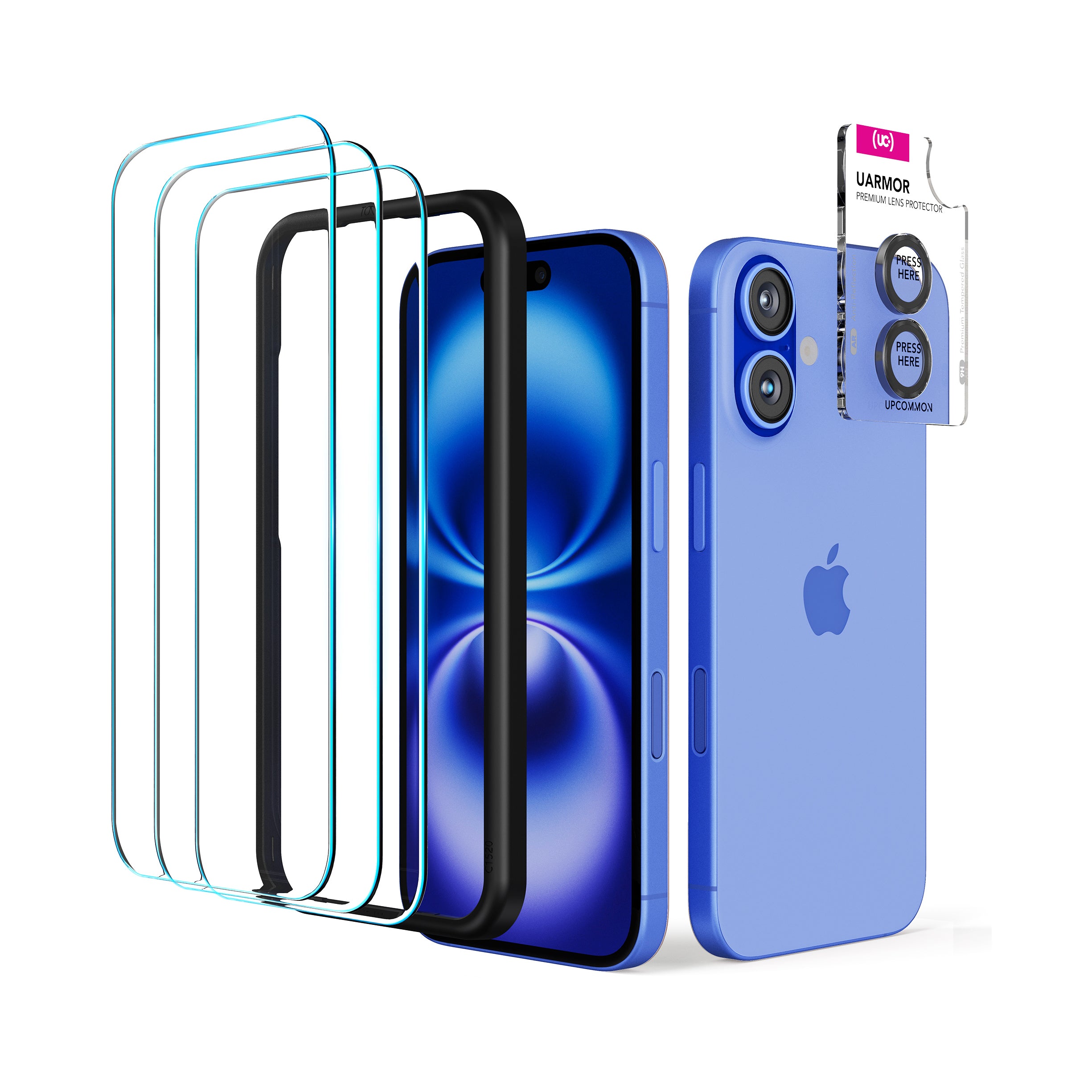 UARMOR Glass Screen & Lens Protector Bundle for iPhone 16 Series (3+1 Pack)