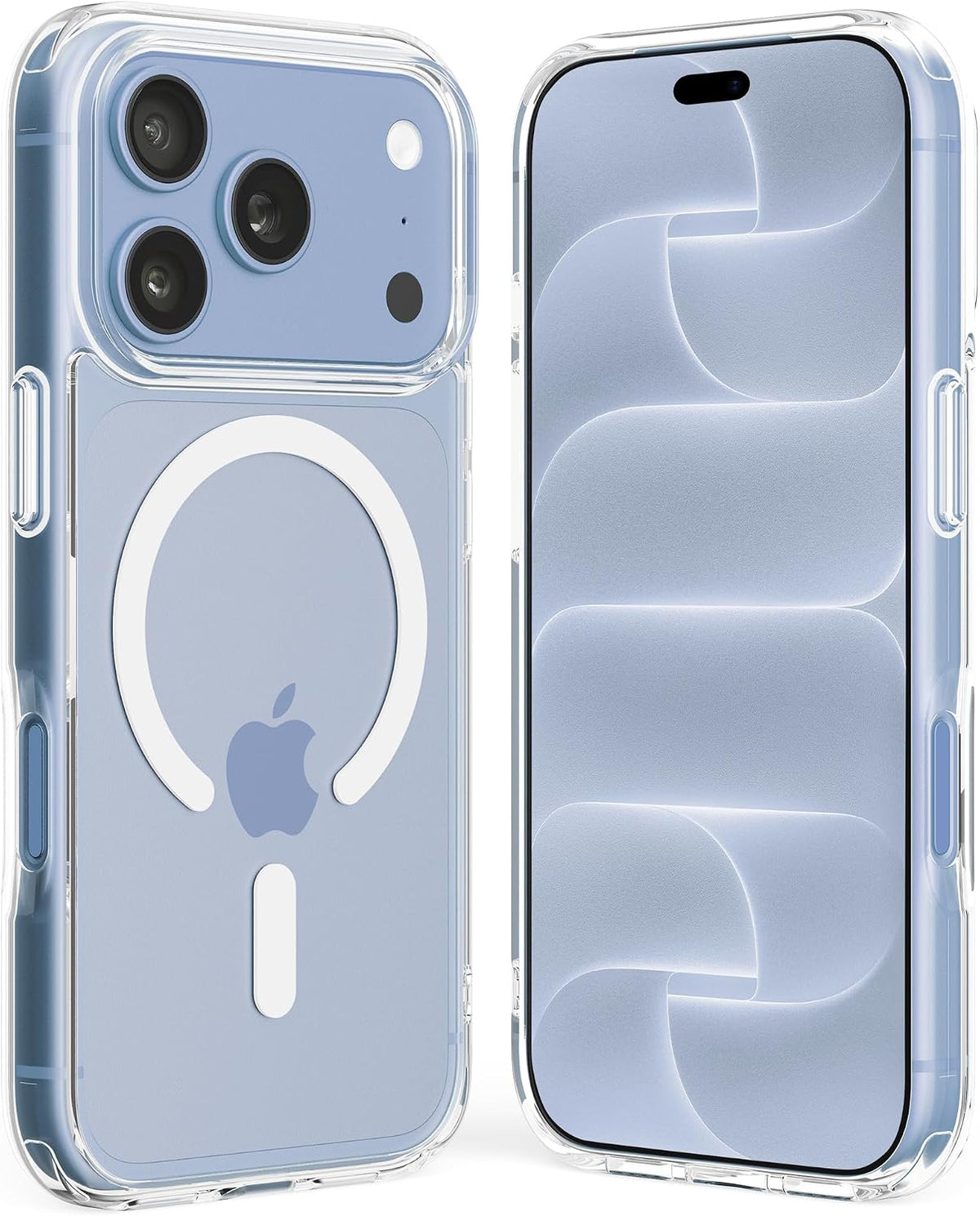 Crystal Fit clear MagSafe case for iPhone 18 Pro / 17 Pro, back and front view
