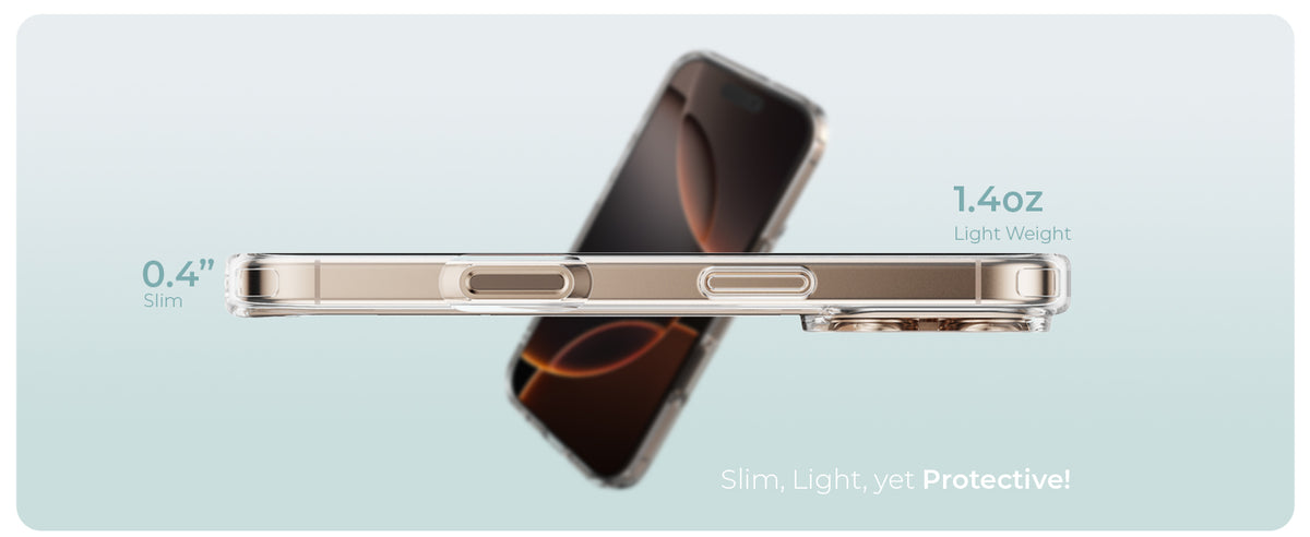 Slim, light yet protective: 0.4 inch thick and 1.4 oz