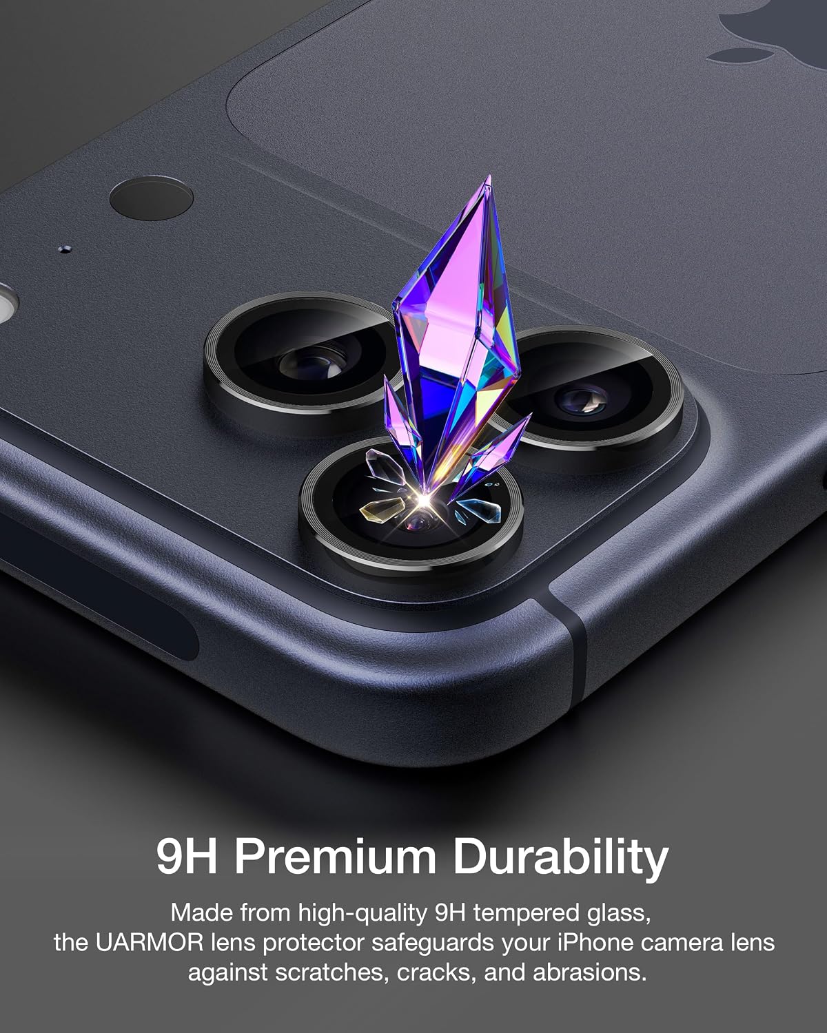 9H premium durability tempered glass guards iPhone camera lenses against scratches