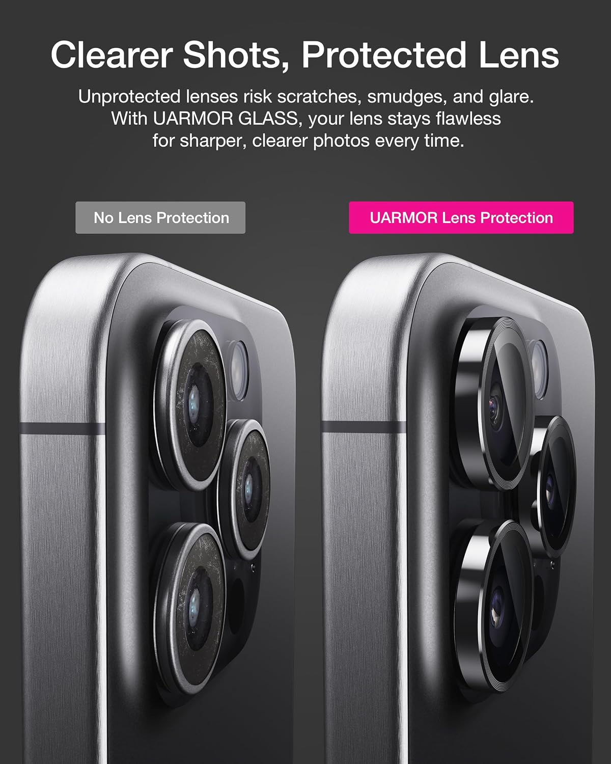 Clearer shots with protected lenses compared with no lens protection on iPhone 17 Pro