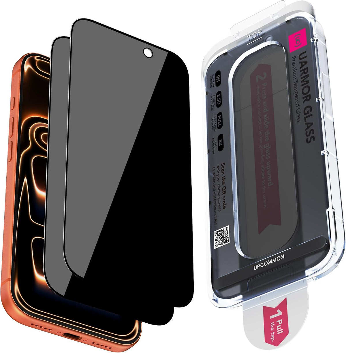 UARMOR Glass privacy screen protector 2 pack for iPhone 17 Pro