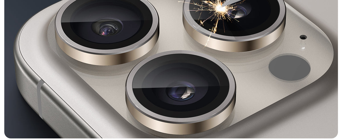 Camera lens protector absorbs impact to protect the iPhone camera lenses